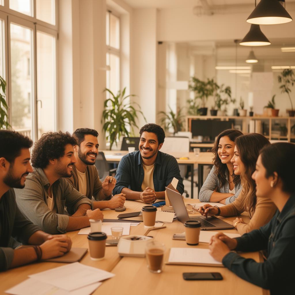 Profesionales latinos trabajando juntos en un espacio compartido
